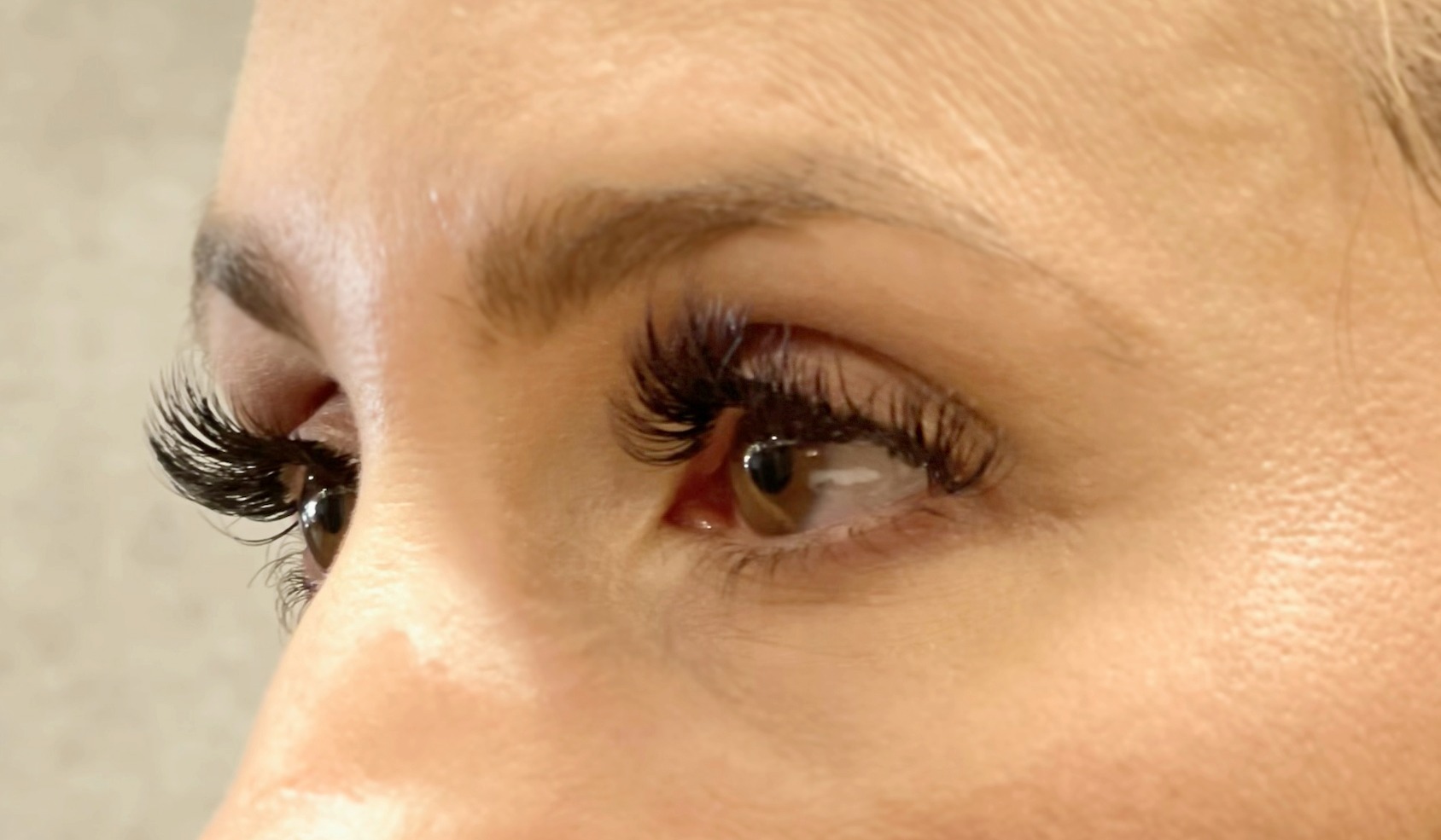 Side profile showing volume lash extensions